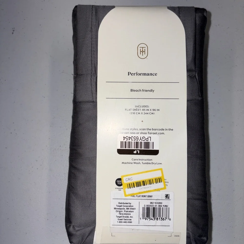 Full 400 Thread Count Performance Flat Sheet Dark Gray - Threshold: Cotton